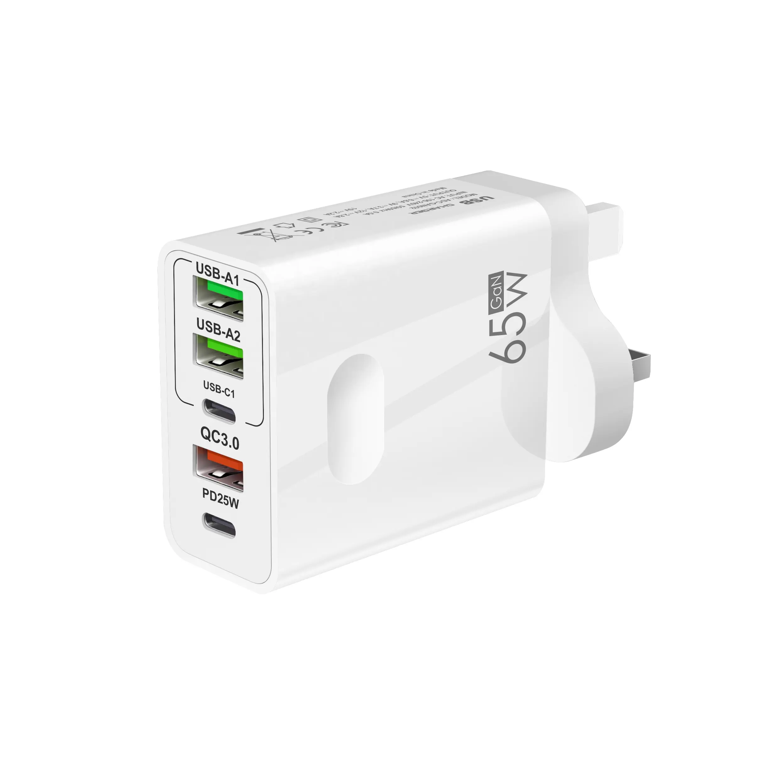 65W 2PD+3USB Multi-Port Wall Adapter EU/